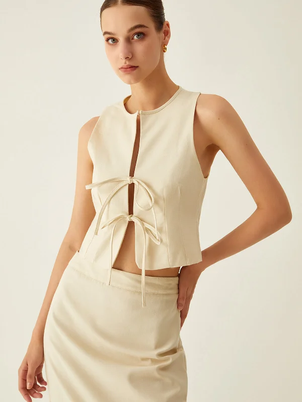Plus - Size Casual Dresses for a Comfortable Fit​ Sleeveless Tie Front Vest