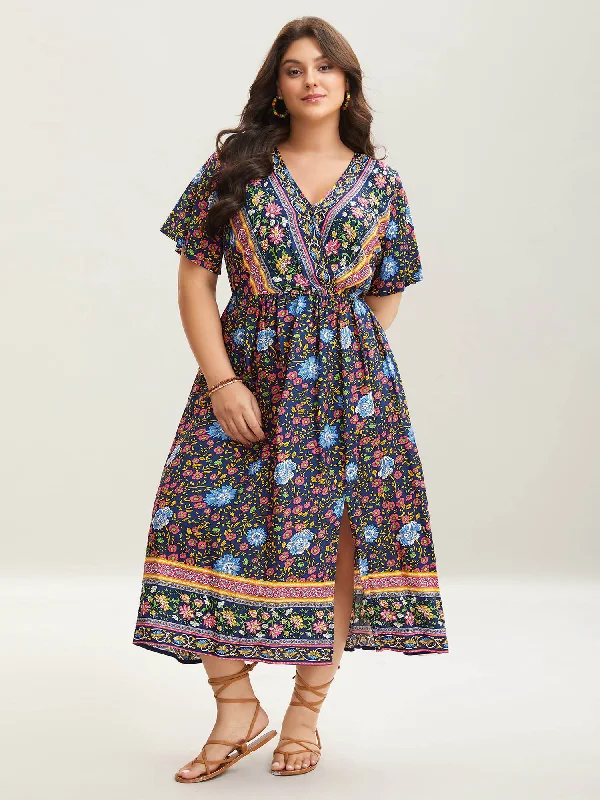 Denim Casual Dresses for a Casual and Durable Option Rayon Floral Print Stretchy Waist Midi Dress Denim Casual Dresses for a Casual and Durable Option Rayon Floral Print Stretchy Waist Midi Dress