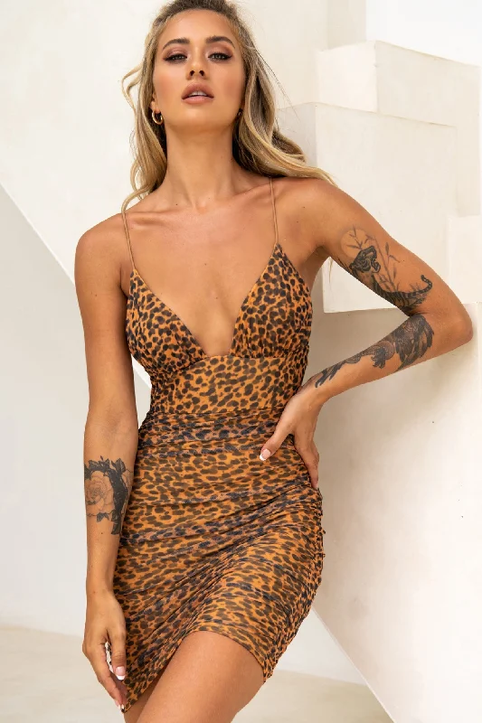 Sheer mini dresses with lace inserts Party Animal Ruched Side Mini Dress Leopard Print Orange Sheer mini dresses with lace inserts Party Animal Ruched Side Mini Dress Leopard Print Orange