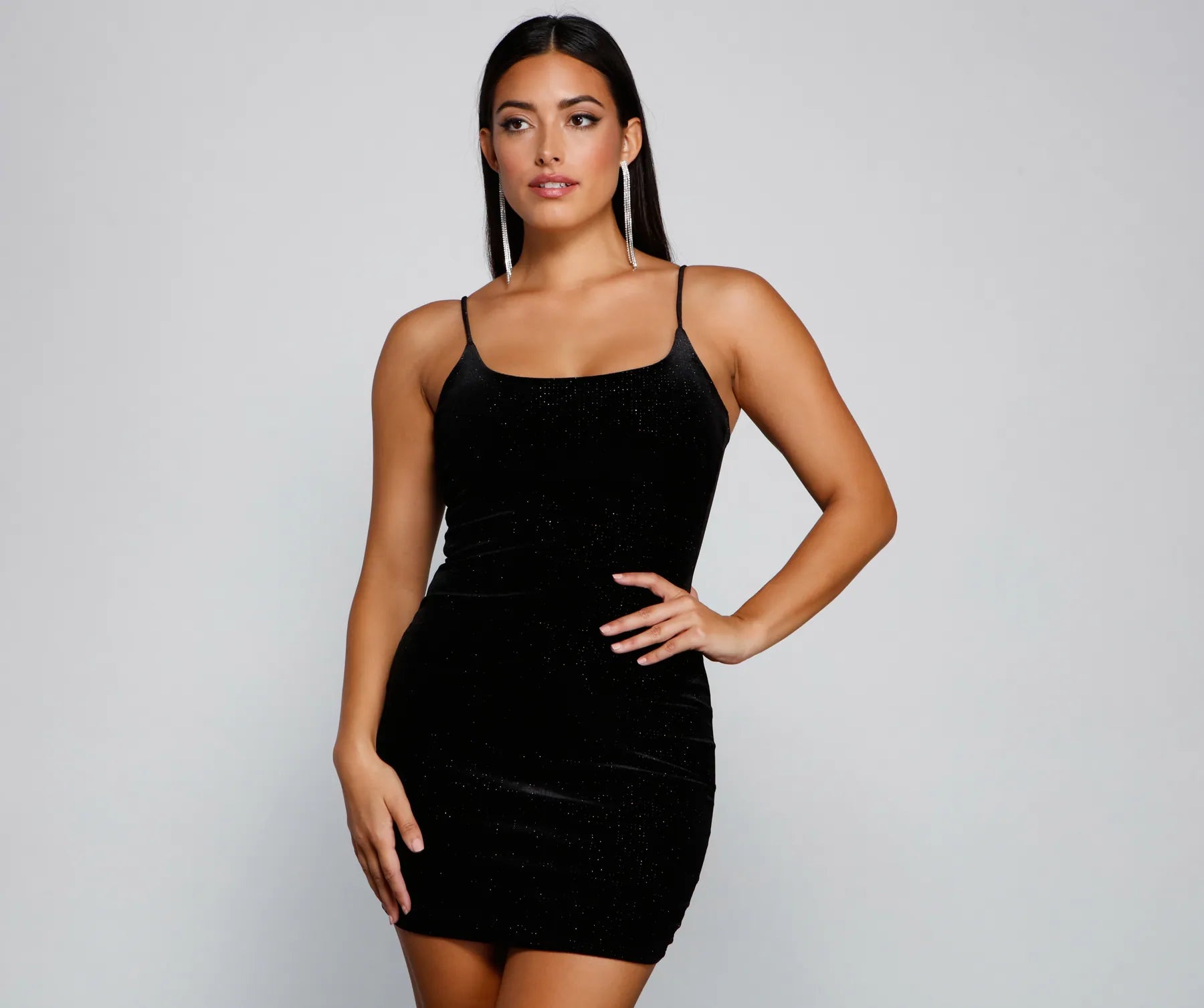 Mini dresses with tassel accents for a fun touch Shine On Glitter Velvet Mini Dress