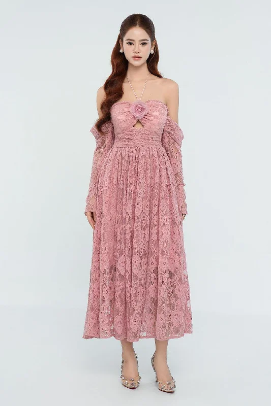 Hat - Friendly Casual Dresses for Outdoor Outfits Eliana Halter Gathered Lace Midi Dress Hat - Friendly Casual Dresses for Outdoor Outfits Eliana Halter Gathered Lace Midi Dress