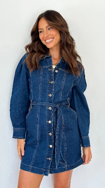 Mini dresses with ruched bodices for a feminine touch Margie Denim Mini Dress - Indigo Mini dresses with ruched bodices for a feminine touch Margie Denim Mini Dress - Indigo