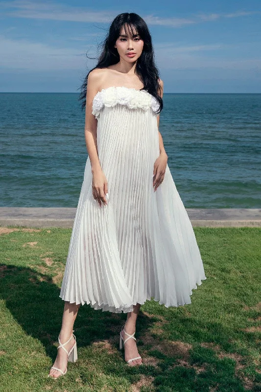 Machine - Washable Casual Dresses for Hassle - Free Care Agathe Strapless Pleated Voile Midi Dress Machine - Washable Casual Dresses for Hassle - Free Care Agathe Strapless Pleated Voile Midi Dress