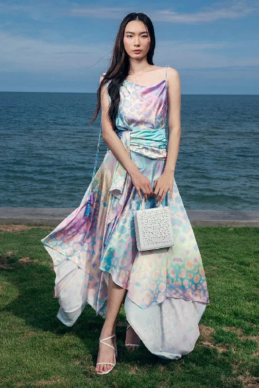 Beaded Casual Dresses for a Decorative Touch Jeanne Asymmetric Sleeveless Silk Satin Floor Length Dress Beaded Casual Dresses for a Decorative Touch Jeanne Asymmetric Sleeveless Silk Satin Floor Length Dress