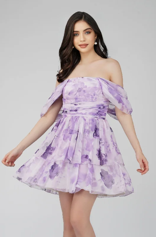 Sleeveless Casual Dresses for Warm Weather​ Sydney Chiffon Mini Dress in Lavender
