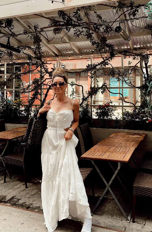 Maternity Casual Dresses for Pregnant Women​ Paola White Boho Maxi Dress