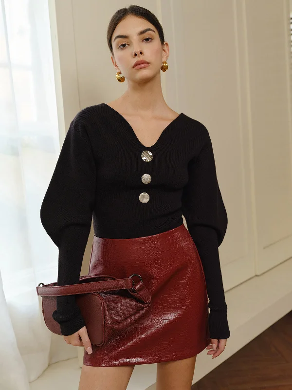 Hat - Friendly Casual Dresses for Outdoor Outfits V-Neck Leg-Of Mutton Sleeve Sweater Hat - Friendly Casual Dresses for Outdoor Outfits V-Neck Leg-Of Mutton Sleeve Sweater