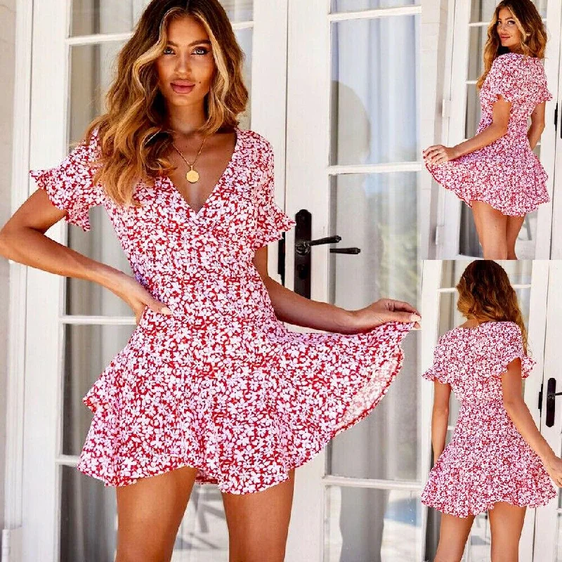 Printed mini dresses for a casual day out FashionSierra - Women Short Sleeve V-Neck Wrap Boho Floral Mini Dress Fashion Ladies High Waist Holiday Summer Beach Sundress Printed mini dresses for a casual day out FashionSierra - Women Short Sleeve V-Neck Wrap Boho Floral Mini Dress Fashion Ladies High Waist Holiday Summer Beach Sundress