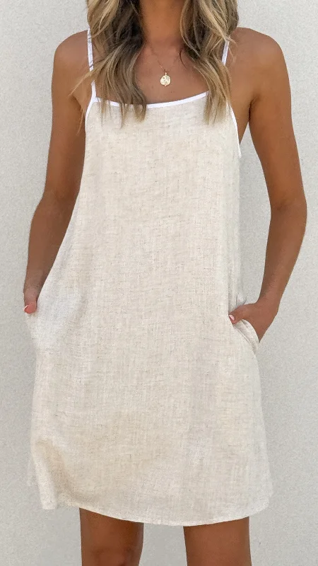 Mini dresses with embroidered details for a unique touch Libra Mini Dress - Natural/White Mini dresses with embroidered details for a unique touch Libra Mini Dress - Natural/White