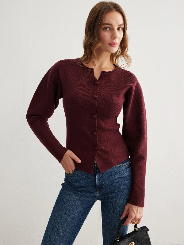 Short - Sleeve Casual Dresses with Printed Graphics​ Ribbed Button Slit Sweater