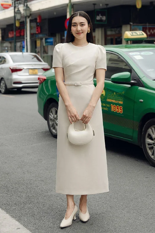 Bamboo - Fiber Casual Dresses for an Eco - Friendly Option Birdie A-line Draped Polycotton Midi Dress Bamboo - Fiber Casual Dresses for an Eco - Friendly Option Birdie A-line Draped Polycotton Midi Dress