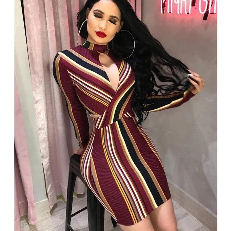 Satin mini dresses for a luxurious feel FashionSierra - Women Stripe O-Neck Long Sleeve Bodycon Evening Party Backless Sexy Short Mini Dress Mix Color Striped Dress Satin mini dresses for a luxurious feel FashionSierra - Women Stripe O-Neck Long Sleeve Bodycon Evening Party Backless Sexy Short Mini Dress Mix Color Striped Dress