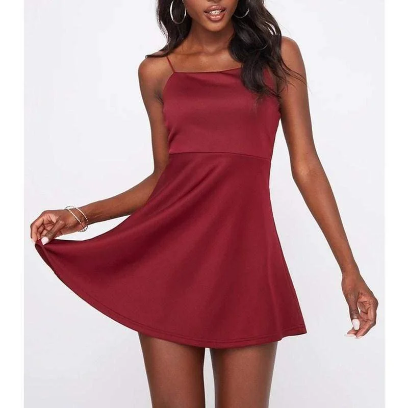 Ruffled mini dresses for a romantic touch FashionSierra - Women's Holiday Summer MIni Dress Solid Sleeveless Party Beach Ladies Loose Short Dress Sundress Sleepwear Outwear