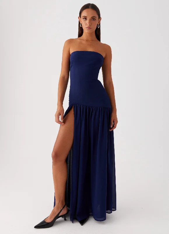 Tie - Dye Casual Dresses for a Retro Style​ Eden Strapless Maxi Dress - Navy