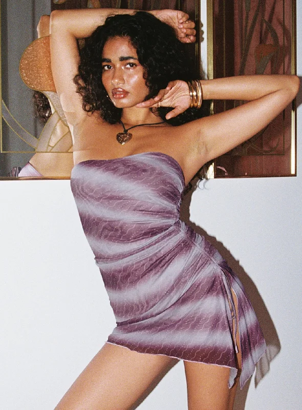Mini dresses with off - the - shoulder styles Donelli Mini Dress Purple Stripe