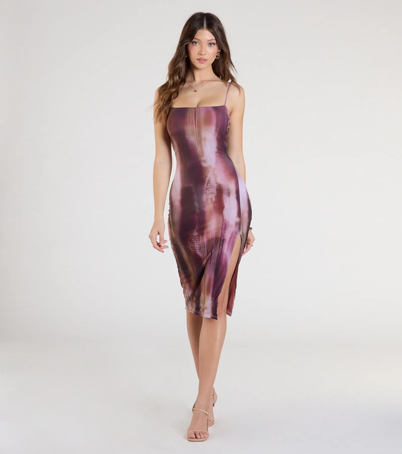 Petite - Sized Casual Dresses for Smaller Frames Dreamy Look Abstract Print Mesh Midi Dress Petite - Sized Casual Dresses for Smaller Frames Dreamy Look Abstract Print Mesh Midi Dress