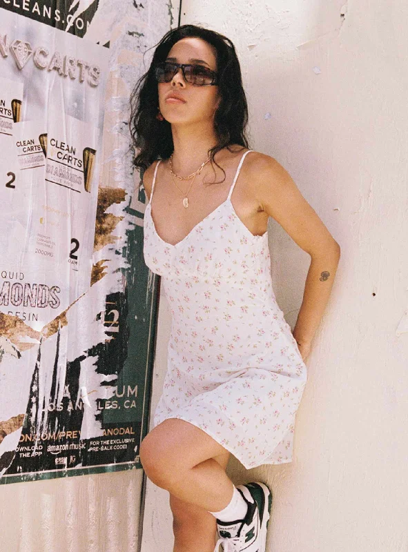 Mini dresses with keyhole necklines Jaye Mini Dress White Floral