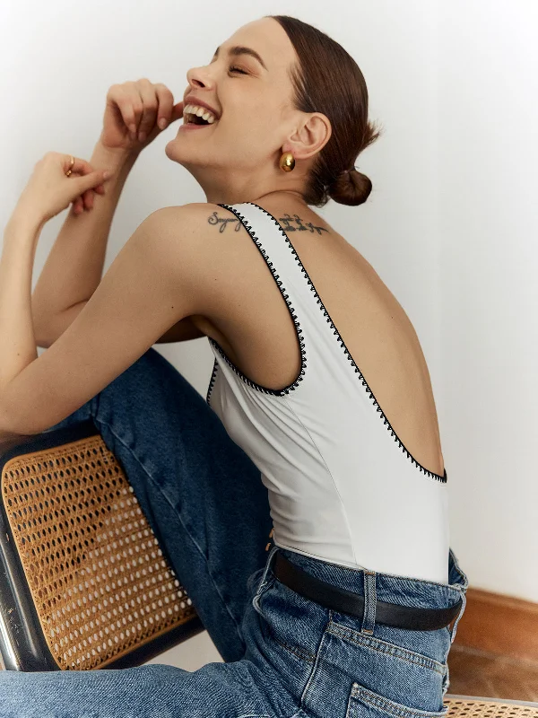 Modal Casual Dresses in Smooth Textures​ Backless Slim Low Cut Bodysuit
