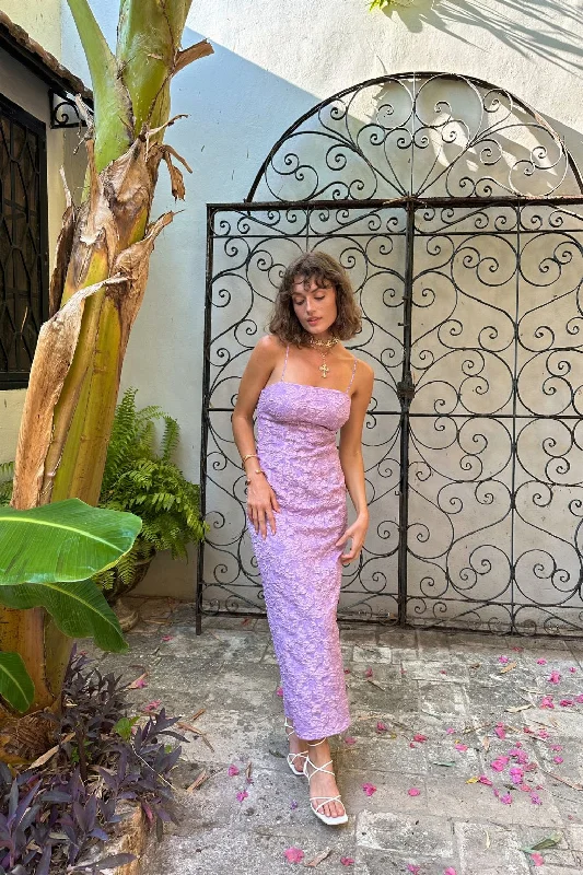 Washable Casual Dresses for Convenient Cleaning​ Ingrid Purple Floral Maxi Dress