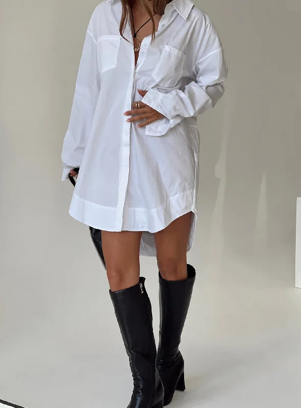 Sheer mini dresses with lace inserts Koumi Mini Shirt Dress White
