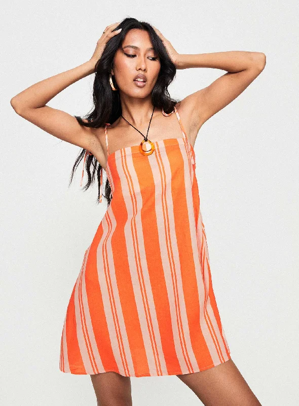 Mini dresses with beaded embellishments for a fancy event Jorgie Linen Blend Mini Dress Orange Multi Mini dresses with beaded embellishments for a fancy event Jorgie Linen Blend Mini Dress Orange Multi