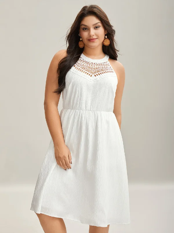 Knit Casual Dresses in Chunky Patterns​ Neck Cut-Out Pockets A-Line Midi Dress