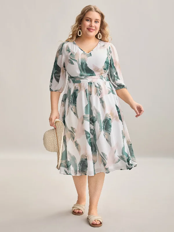 Drawstring - Waist Casual Dresses for Adjustable Tightness Sheer Chiffon Shirred Pockets Midi Dress Drawstring - Waist Casual Dresses for Adjustable Tightness Sheer Chiffon Shirred Pockets Midi Dress