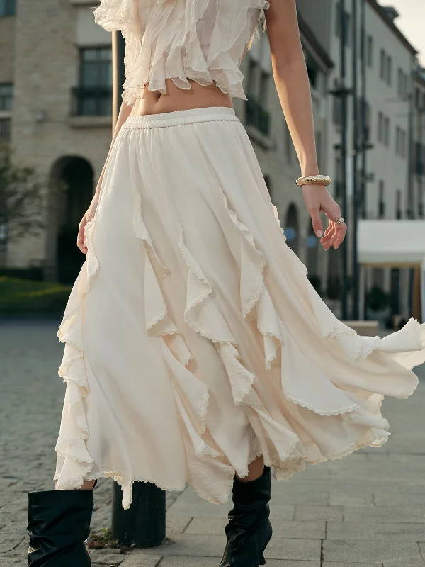 Smocked Waist Casual Dresses for Comfort​ Flowy Ruffled Skirt