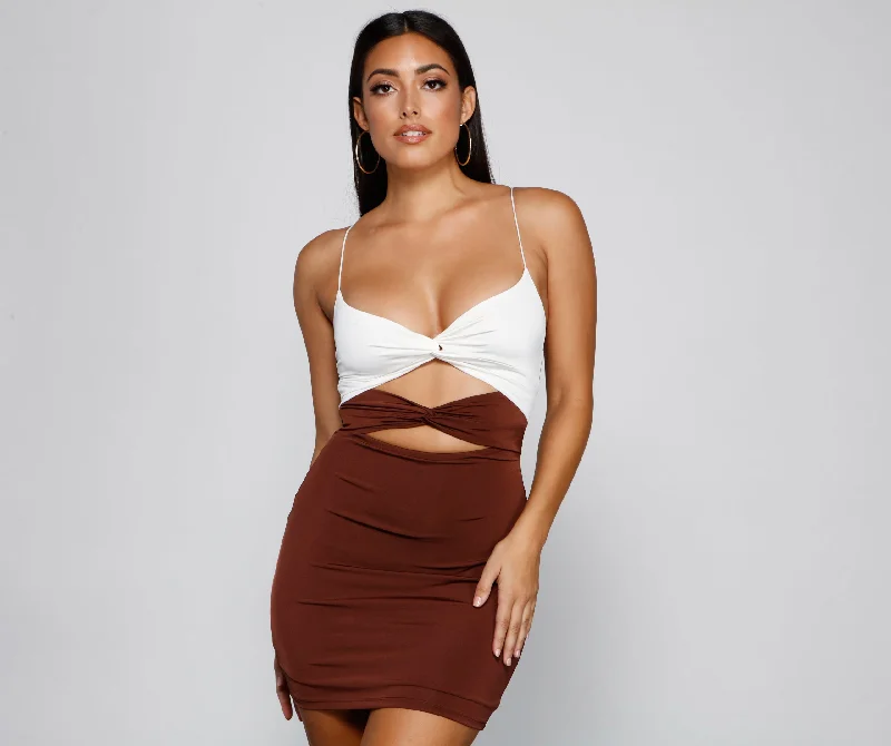 Mini dresses with tiered skirts for added volume Such A Flirt Color Block Mini Dress