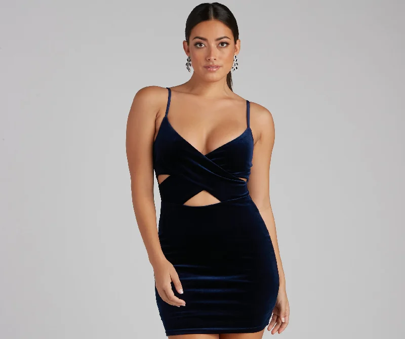 Plaid mini dresses for fall fashion Night Life V-Neck Wrap Velvet Mini Dress