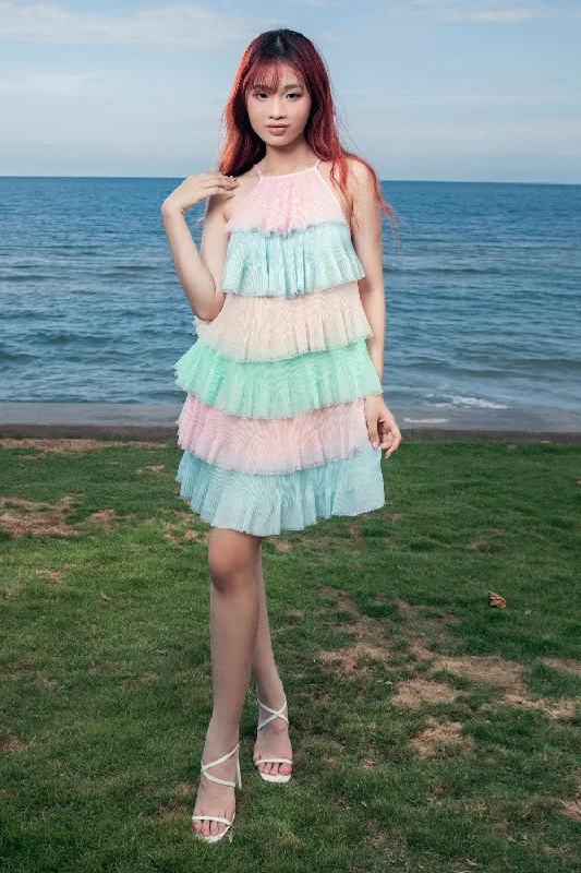 Recycled - Material Casual Dresses for Sustainability Gertrude Layered Sleeveless Organza Voile Mini Dress Recycled - Material Casual Dresses for Sustainability Gertrude Layered Sleeveless Organza Voile Mini Dress
