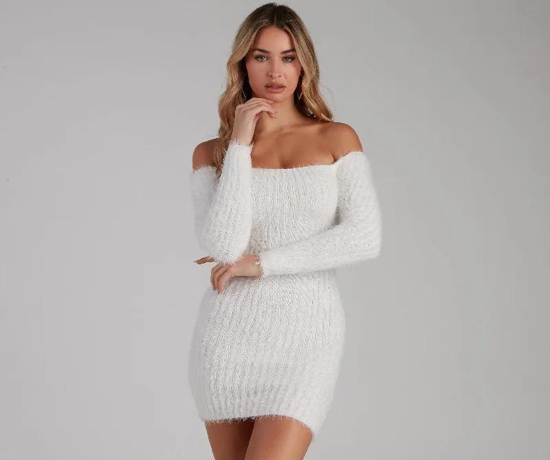 Mini dresses with beaded embellishments for a fancy event Best Of Both Worlds Eyelash Knit Dress Mini dresses with beaded embellishments for a fancy event Best Of Both Worlds Eyelash Knit Dress