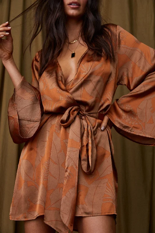 Hypoallergenic Casual Dresses for Sensitive Skin​ Gold Standard Rust Kimono Dress