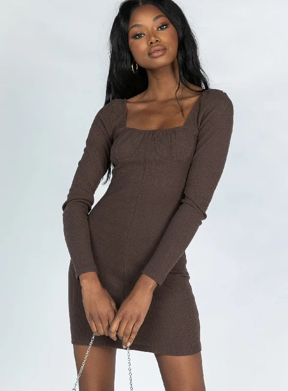Scarf - Accented Casual Dresses for Added Style​ Denielle Mini Dress Chocolate