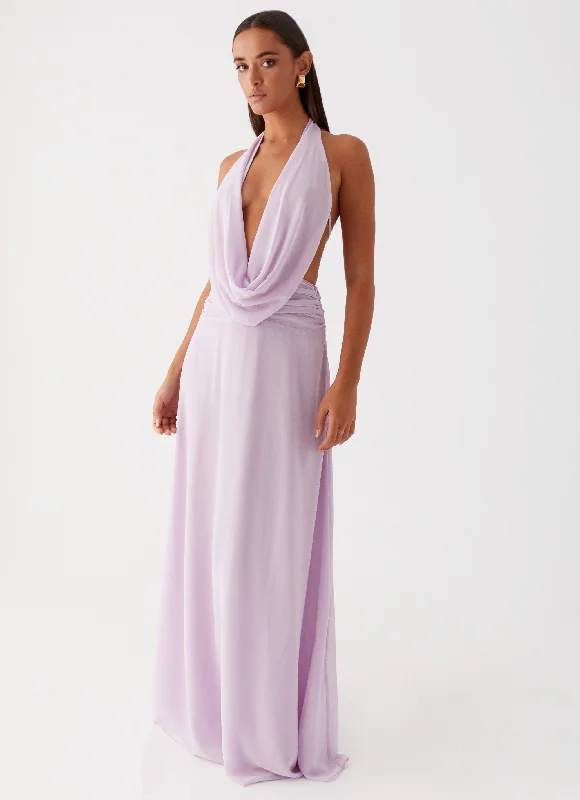 Maternity Casual Dresses for Pregnant Women​ Elysia Chiffon Maxi Dress - Lilac
