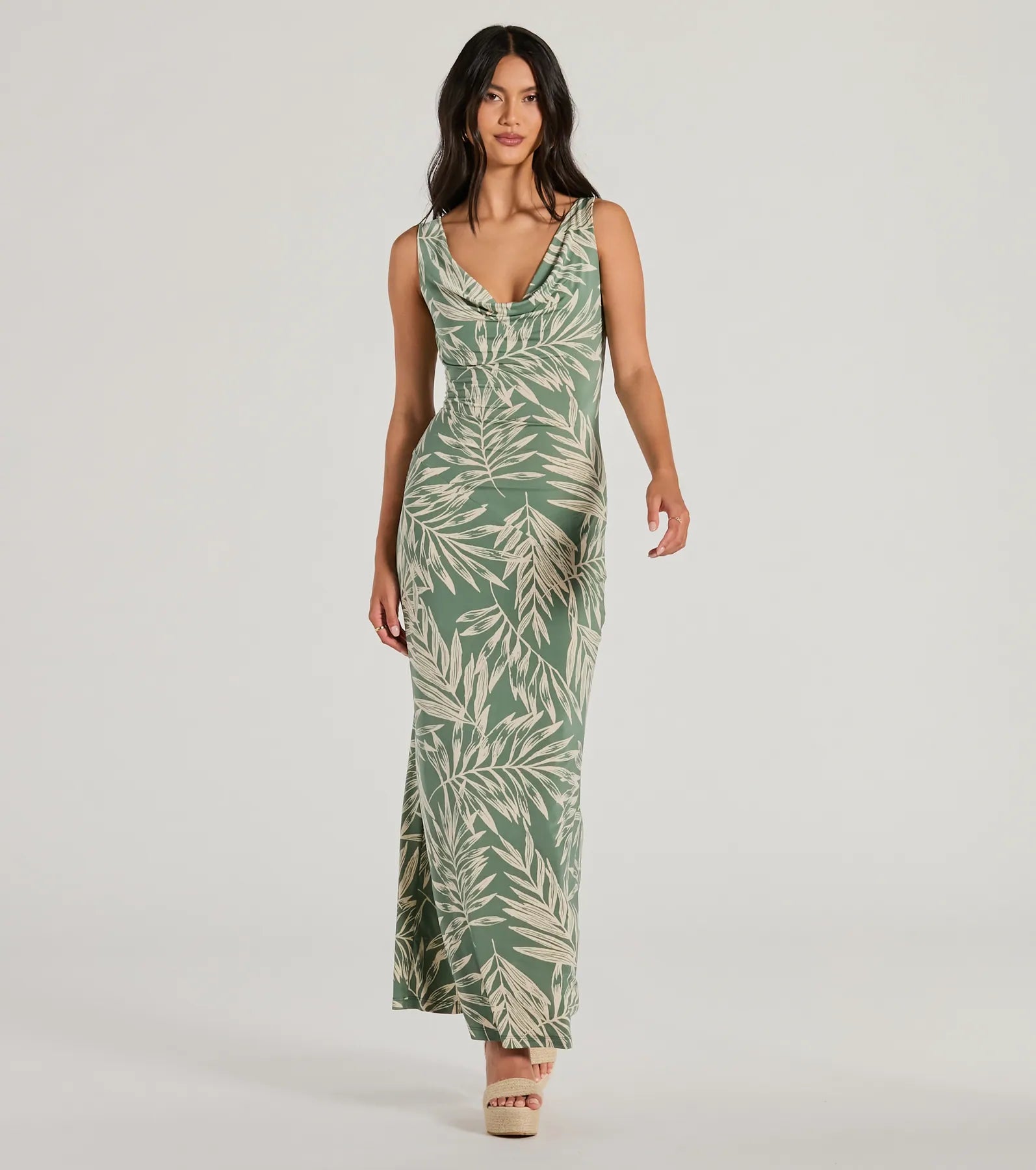 Anti - Wrinkle Casual Dresses for Easy Maintenance Fabulous Destination Tropical Cowl Neck Maxi Dress Anti - Wrinkle Casual Dresses for Easy Maintenance Fabulous Destination Tropical Cowl Neck Maxi Dress