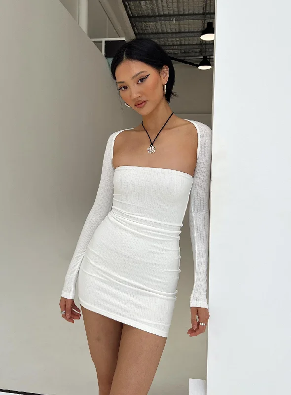 Mini dresses with tiered skirts for added volume Moran Two Piece Bolero Dress White