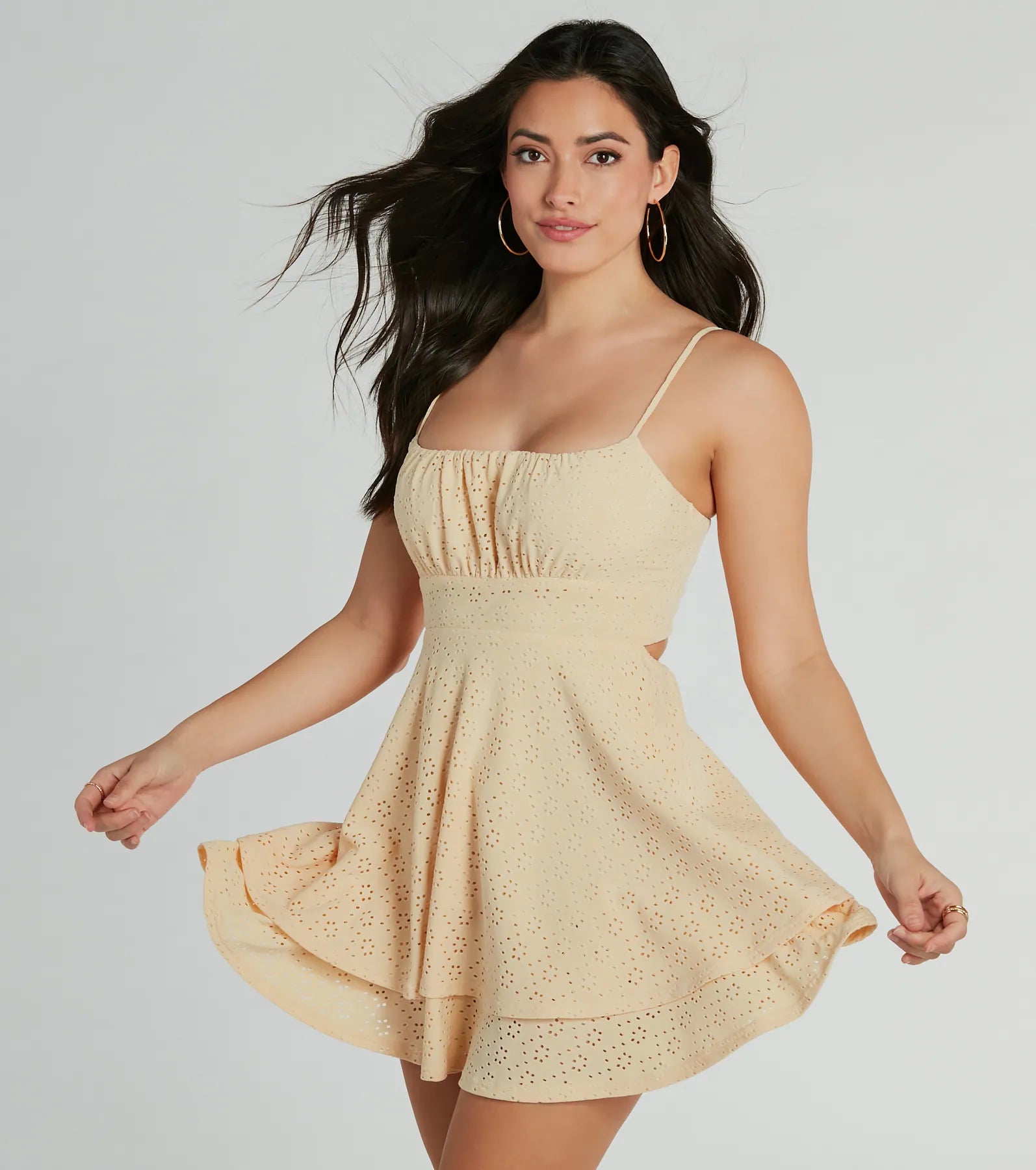 Brunch - Suitable Casual Dresses for a Relaxed Gathering Simply Sunny Scoop Neck Skater Eyelet Mini Dress Brunch - Suitable Casual Dresses for a Relaxed Gathering Simply Sunny Scoop Neck Skater Eyelet Mini Dress