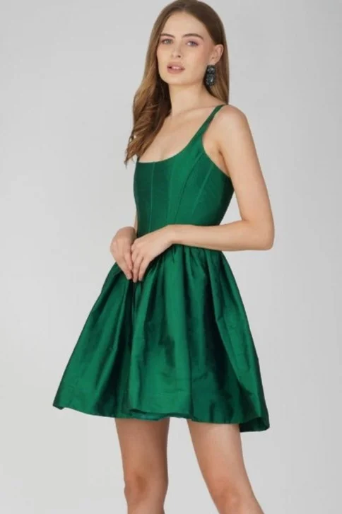 Home - Wear Casual Dresses for Comfort at Home Bexley Tafetta Mini Dress in Royal Green Home - Wear Casual Dresses for Comfort at Home Bexley Tafetta Mini Dress in Royal Green