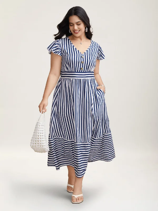 Sequined Casual Dresses for Special Occasions Nautical Stripes Stretchy Waist Tiered Midi Dress Sequined Casual Dresses for Special Occasions Nautical Stripes Stretchy Waist Tiered Midi Dress