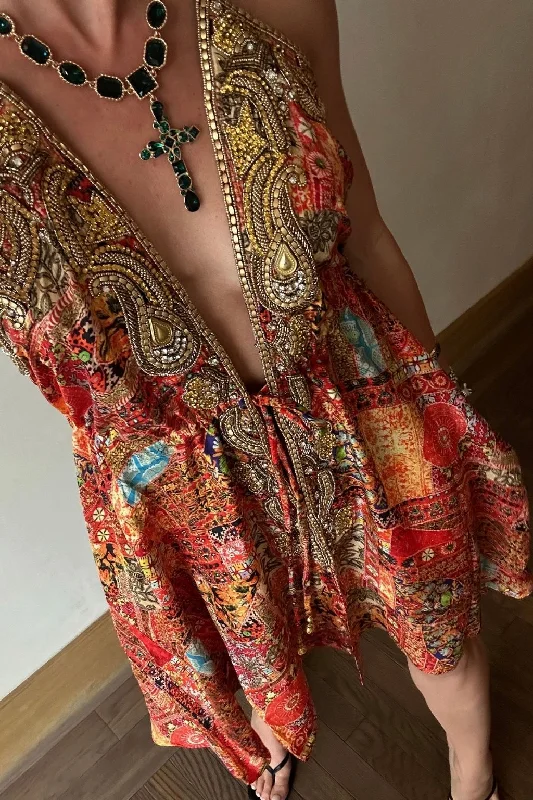 Embroidered Casual Dresses with Intricate Designs Jasmine Orange Multi Embroidered Coverup Embroidered Casual Dresses with Intricate Designs Jasmine Orange Multi Embroidered Coverup