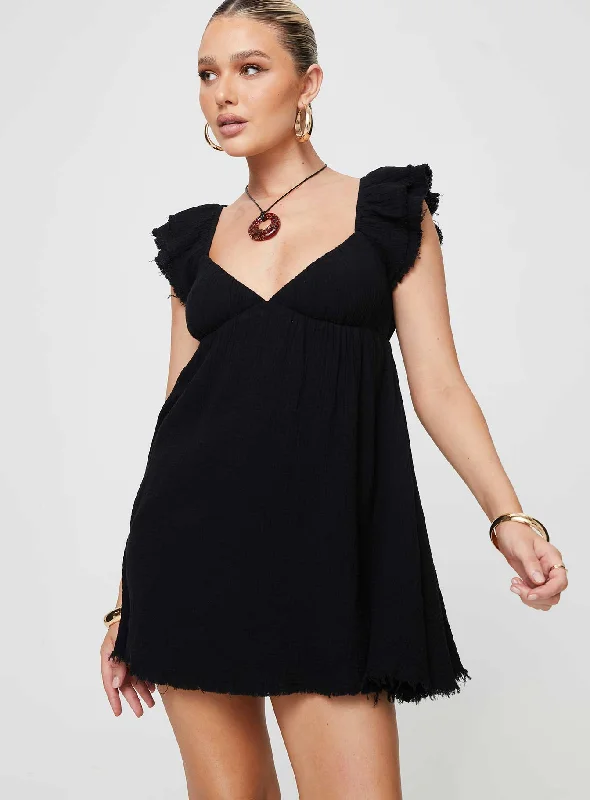 Mini dresses with patchwork designs for a unique style Aldante Mini Dress Black