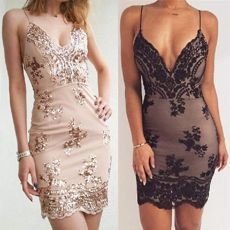 Mini dresses with embroidered details for a unique touch FashionSierra - Summer Women Dress Spaghetti Strap V Neck Sequined Lace Bodycon Dresses Sleeveless Party Evening Vestidos Femme Short Mini Dress Mini dresses with embroidered details for a unique touch FashionSierra - Summer Women Dress Spaghetti Strap V Neck Sequined Lace Bodycon Dresses Sleeveless Party Evening Vestidos Femme Short Mini Dress