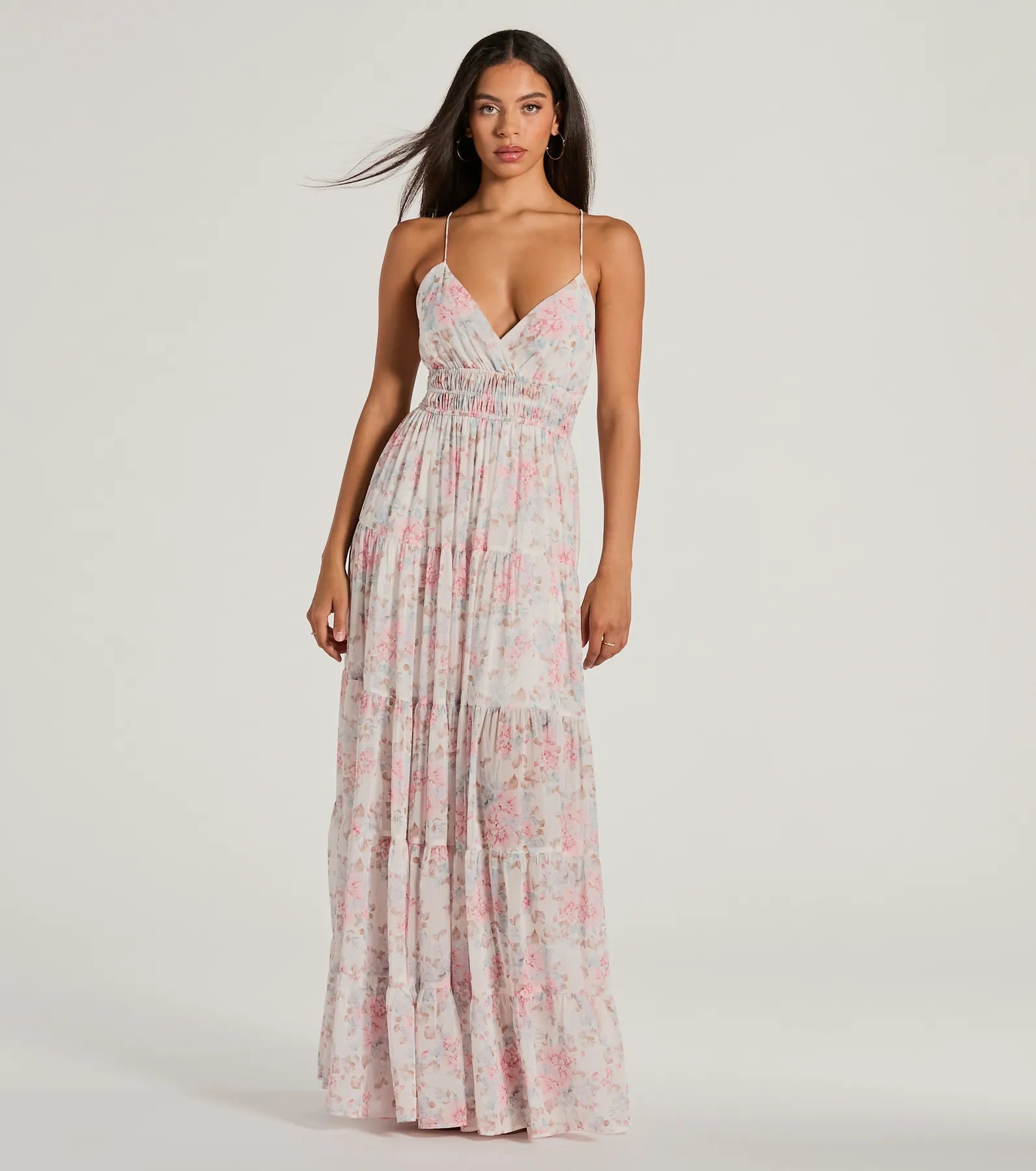 Washable Casual Dresses for Convenient Cleaning Exceptional Bliss Lace-Up Floral Chiffon Maxi Dress Washable Casual Dresses for Convenient Cleaning Exceptional Bliss Lace-Up Floral Chiffon Maxi Dress