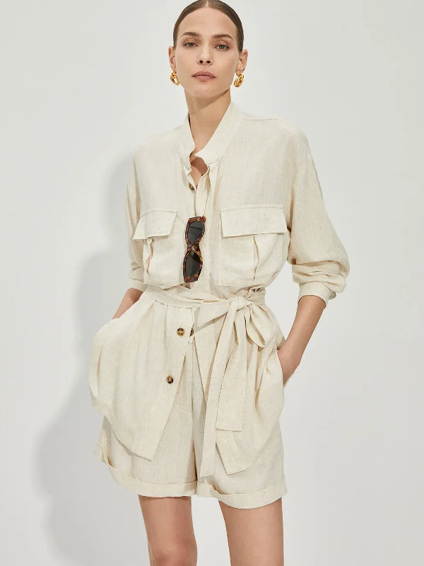 Quick - Dry Casual Dresses for Travel and Outdoor Use Casual Cotton & Linen Shorts Set With Belt Quick - Dry Casual Dresses for Travel and Outdoor Use Casual Cotton & Linen Shorts Set With Belt
