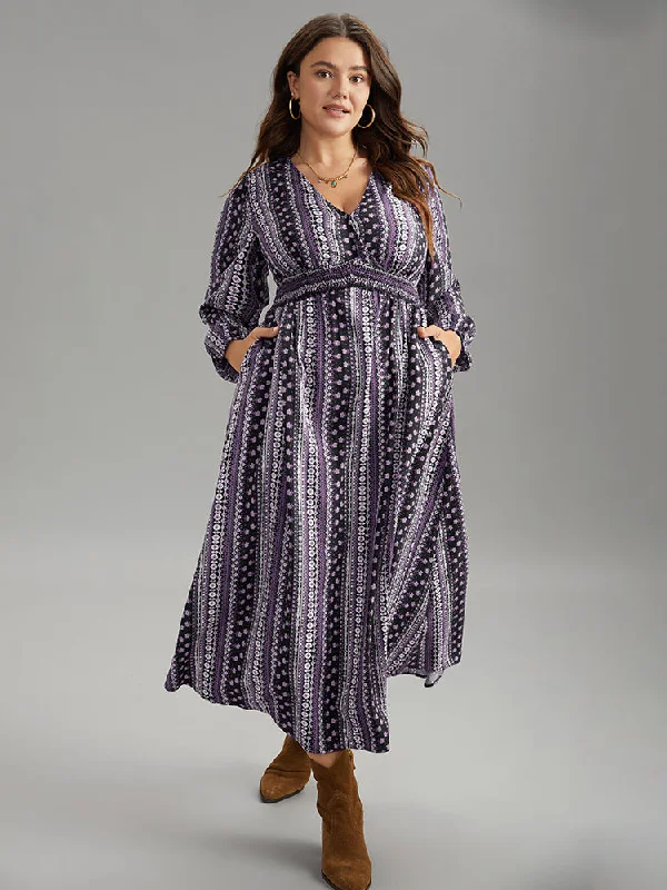 Fair Isle - Patterned Casual Dresses for a Festive Look Bandana Print Wrap Shirred Dress Fair Isle - Patterned Casual Dresses for a Festive Look Bandana Print Wrap Shirred Dress