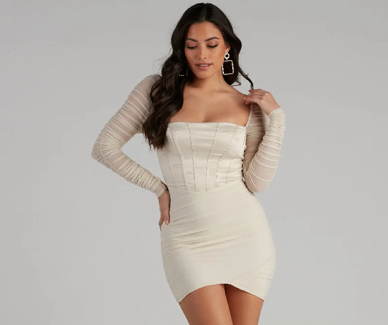 Mini dresses with embroidered details for a unique touch Once Upon a Time Corset Ruched Mini Dress Mini dresses with embroidered details for a unique touch Once Upon a Time Corset Ruched Mini Dress