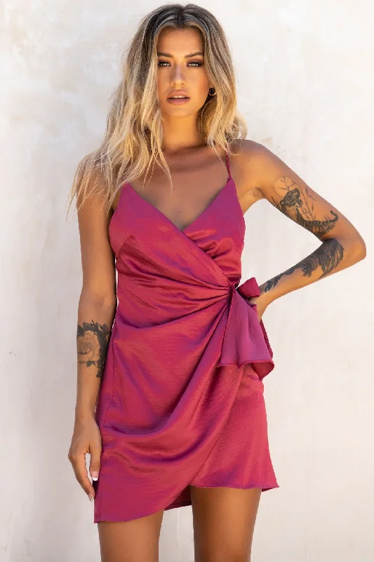 Mini dresses with pom - pom trims for a playful feel Medellin Gathered Detail Side-Tie Wrap Dress Rose Mini dresses with pom - pom trims for a playful feel Medellin Gathered Detail Side-Tie Wrap Dress Rose