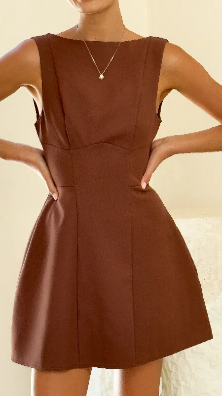 Sequined mini dresses for New Year's Eve Rafiki Mini Dress - Chocolate