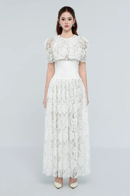 Button - Front Casual Dresses with Decorative Buttons Aubrie Fit and Flare Corset Waist Lace Maxi Dress Button - Front Casual Dresses with Decorative Buttons Aubrie Fit and Flare Corset Waist Lace Maxi Dress